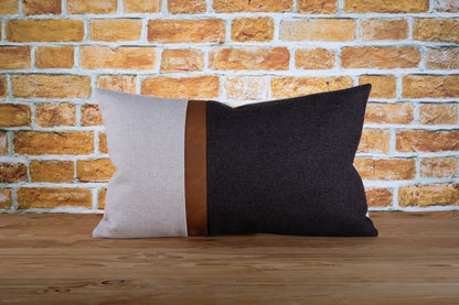 Faux Leather Color Block Pillow Cover | Available in Any Size