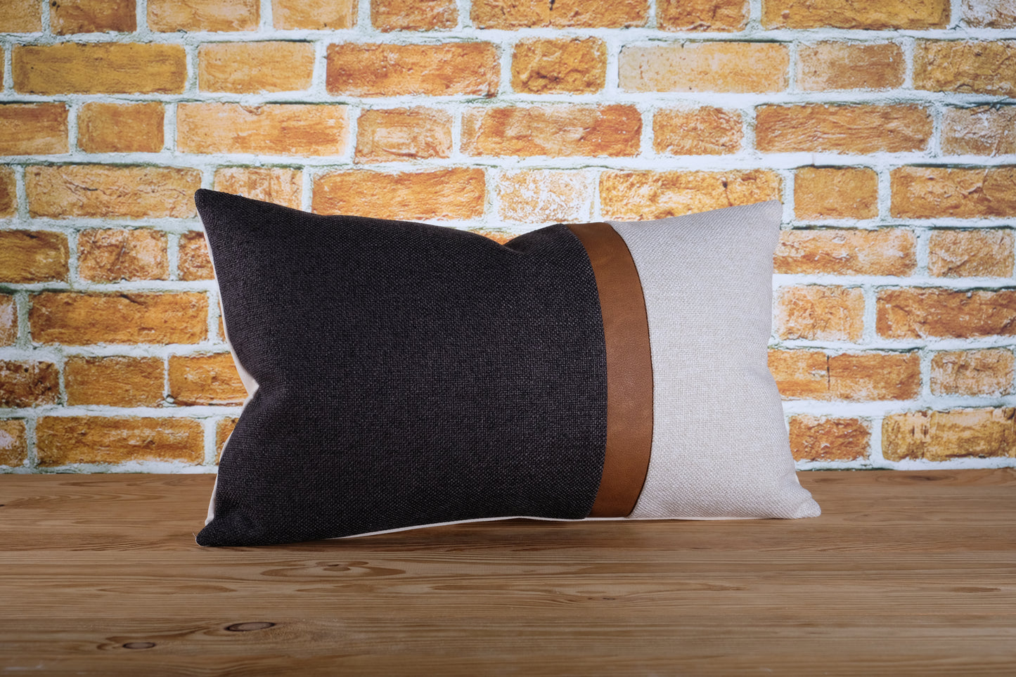 Faux Leather Color Block Pillow Cover | Available in Any Size