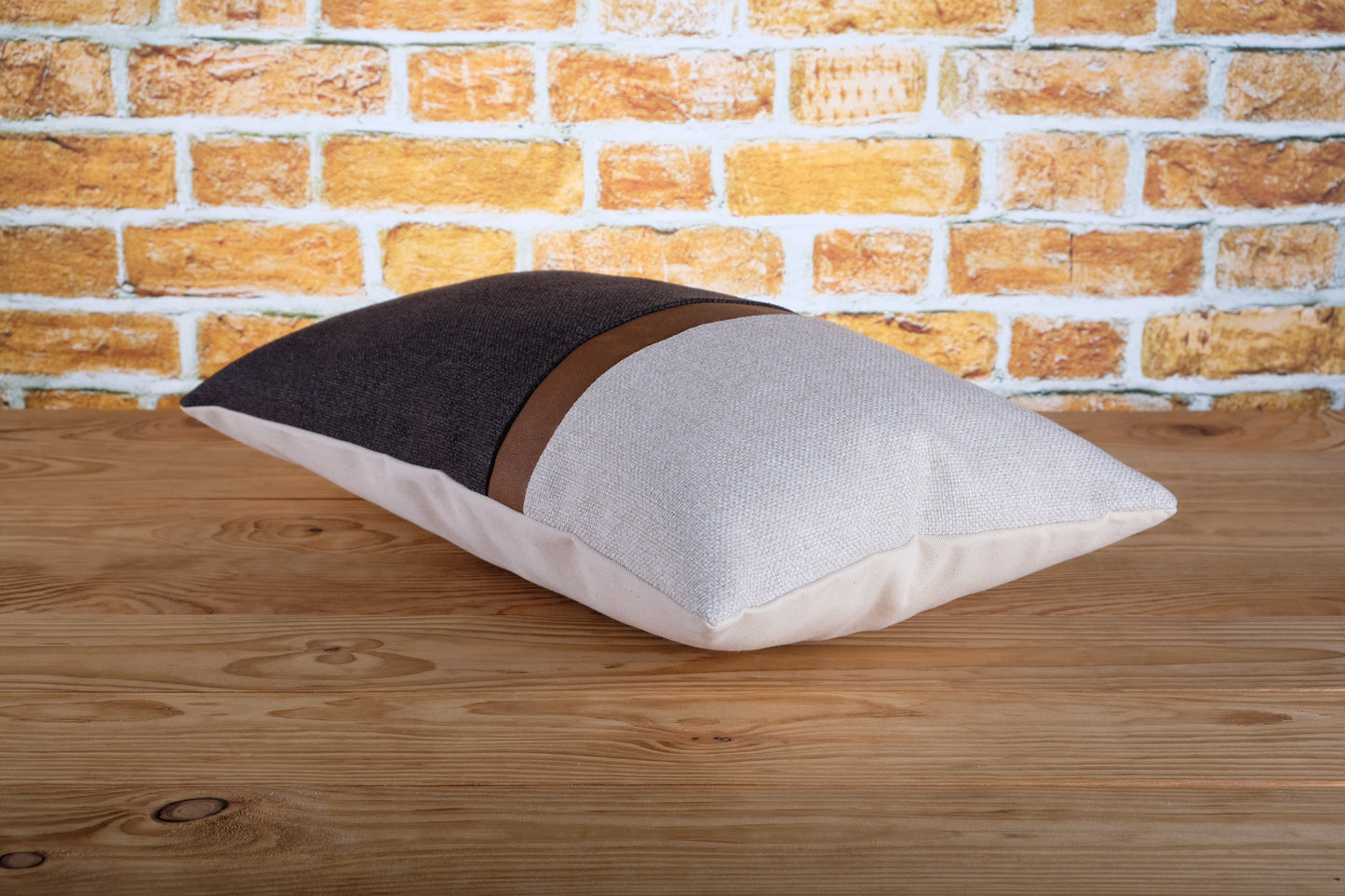 Faux Leather Color Block Pillow Cover | Available in Any Size