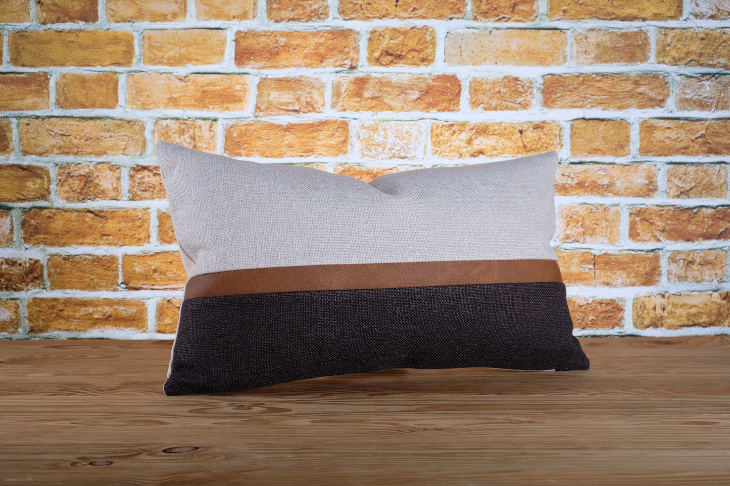 Faux Leather Color Block Lumbar Pillow Cover | Available in Any Size