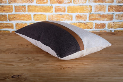 Faux Leather Color Block Lumbar Pillow Cover | Available in Any Size