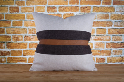 Faux Leather Color Block Pillow Cover | Available in Any Size