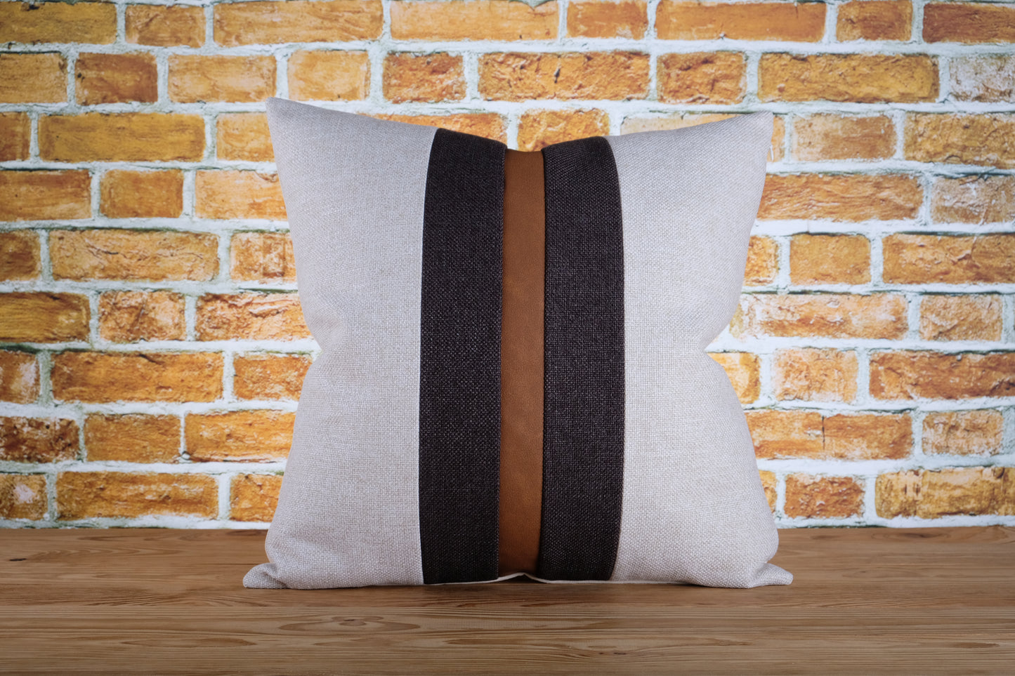 Faux Leather Color Block Pillow Cover | Available in Any Size