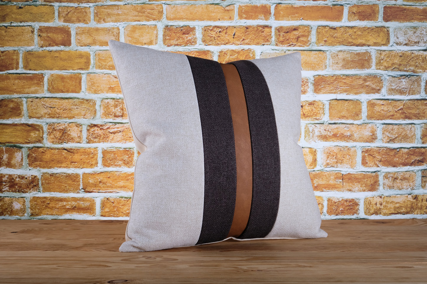 Faux Leather Color Block Pillow Cover | Available in Any Size