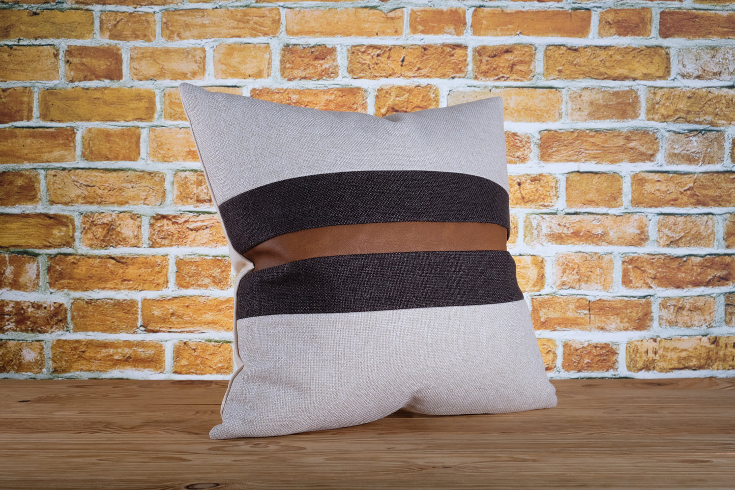 Faux Leather Color Block Pillow Cover | Available in Any Size