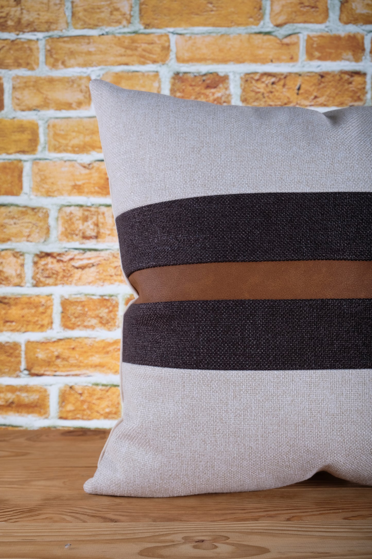 Faux Leather Color Block Pillow Cover | Available in Any Size