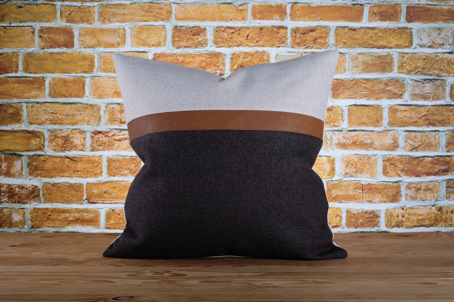 Faux Leather Color Block Pillow Cover | Available in Any Size