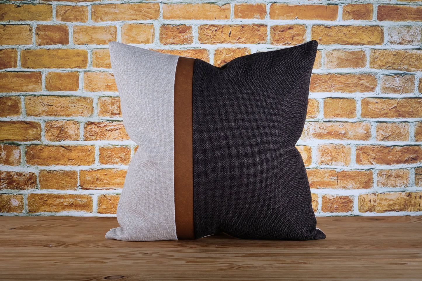 Faux Leather Color Block Pillow Cover | Available in Any Size