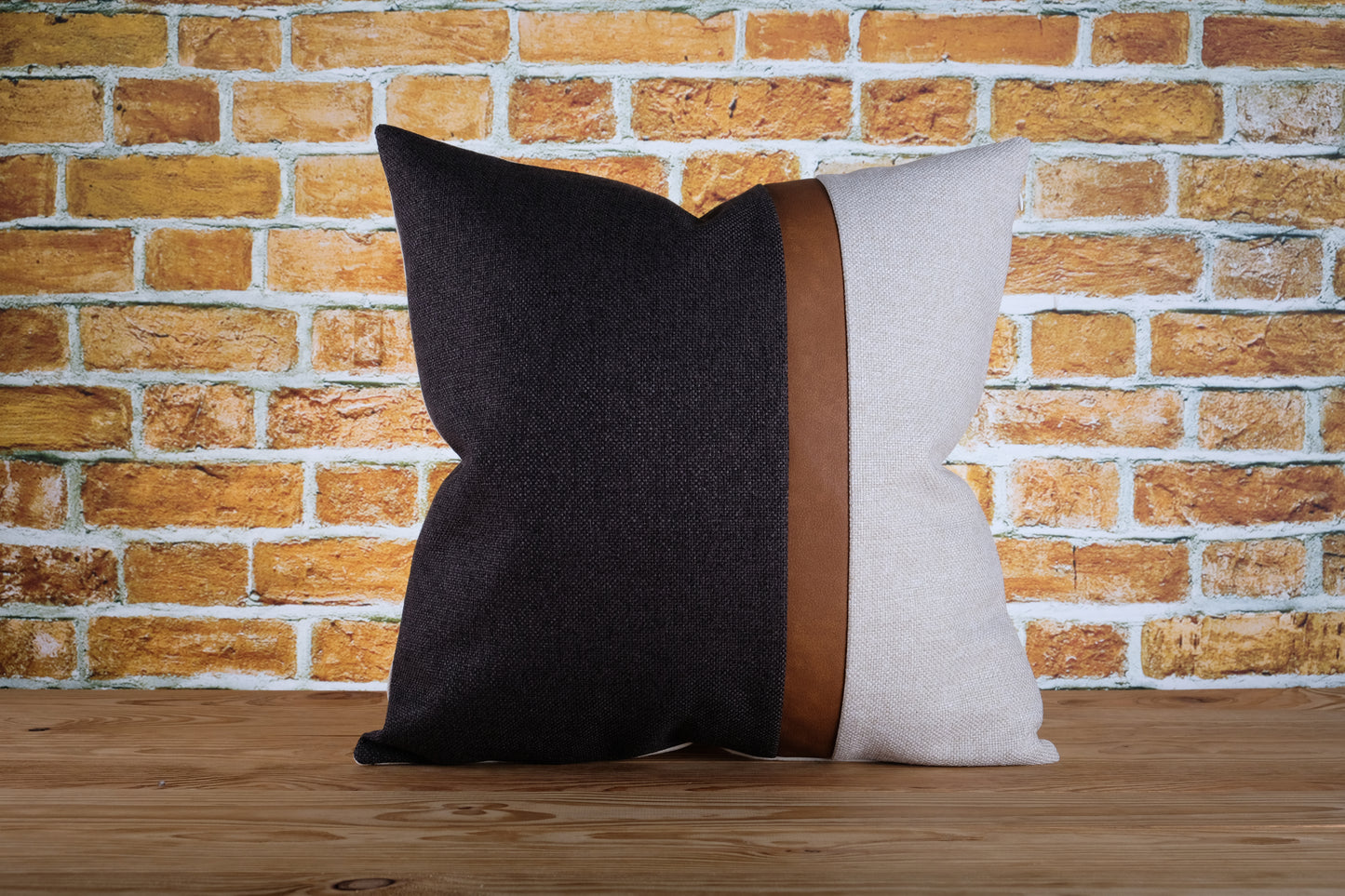 Faux Leather Color Block Pillow Cover | Available in Any Size