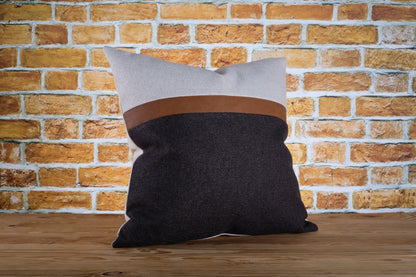 Faux Leather Color Block Pillow Cover | Available in Any Size