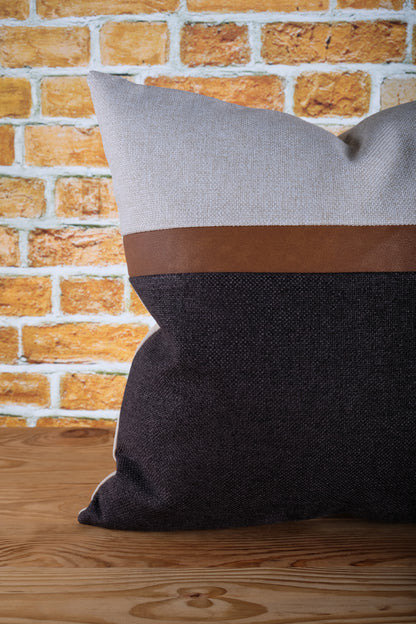 Faux Leather Color Block Pillow Cover | Available in Any Size